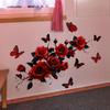 Valentine's Day Floral Wall Stickers, Rose Butterfly Decor, Living Room Bedroom Kids Room Holiday Background Wall Art