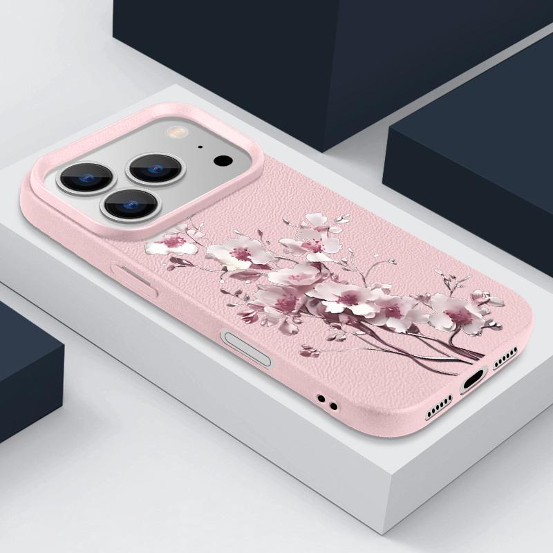 Cartoon Daisies Flower Pattern Case For iPhone 17 Pro Max iPhone 16 15 14 13 Pro Max 11 17e 16e Luxury Leather Texture Soft Silicone Matte Cover