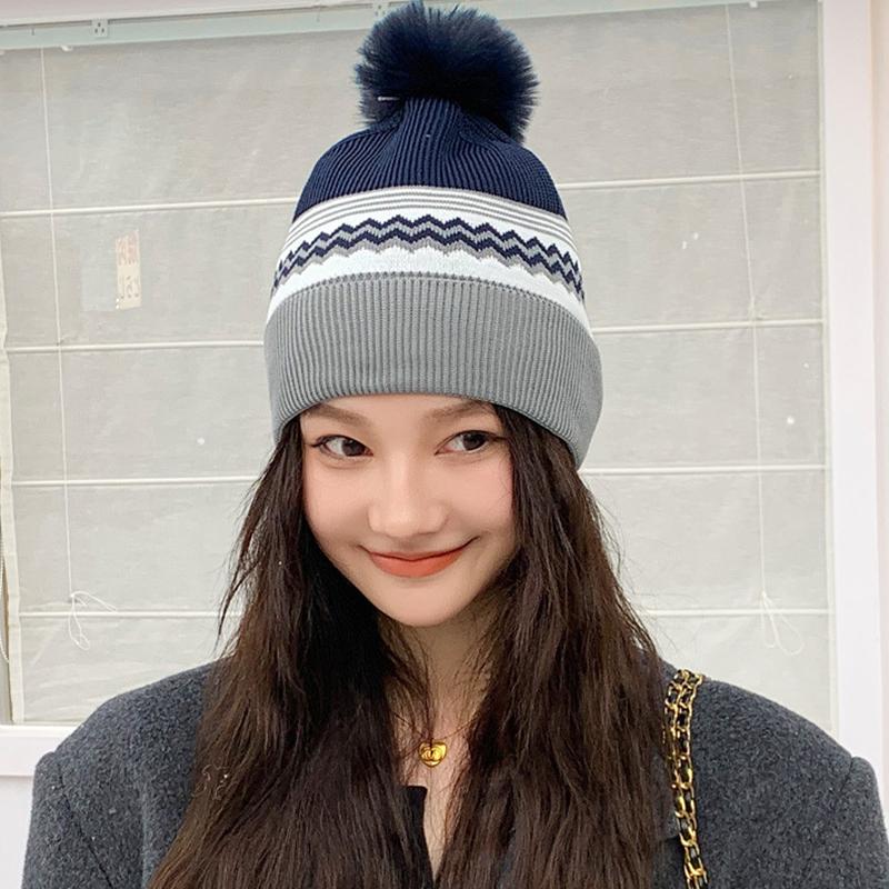 Neue Herbst/Winter Damen Strickwollmütze Mit Großem Kopfumfang Ein Entspannter Stil Warm Und Kältebeständig