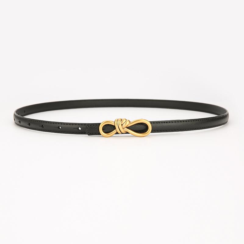 2025 Women's Versatile Genuine Leather Bowknot Waist Cinch - Thin Decorative Belt for Skirts and Shirts