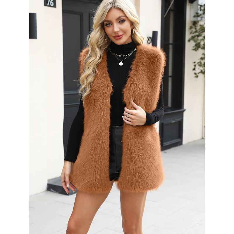 

0 Горячая распродажа высококачественный жилет из искусственного меха теплый модный жилет из искусственного лисьего меха имитация плюшевого жилета M