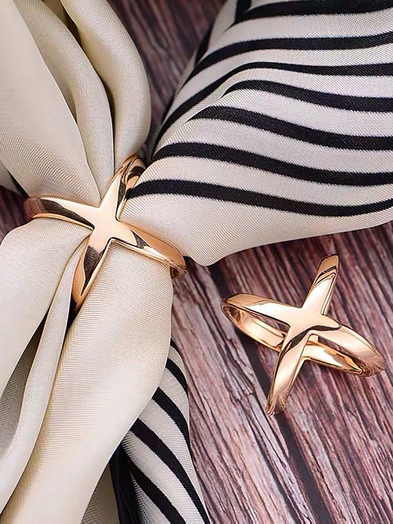 1pc Gold Geometric X Design Scarf Ring, Elegant Scarf Clip Brooch For Women Daily Wear United States