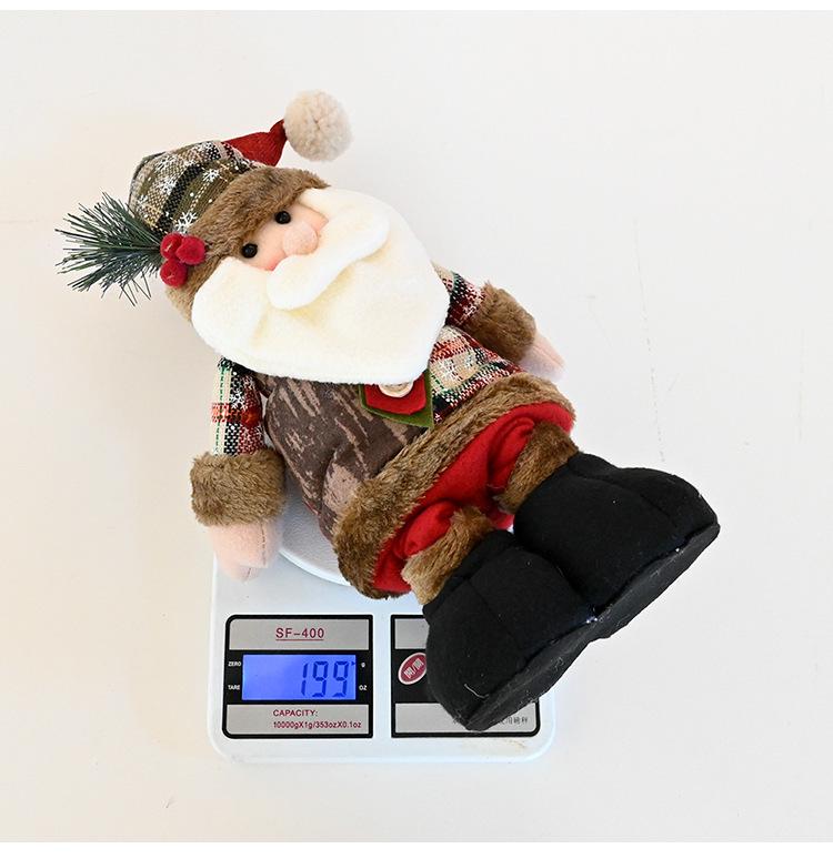 Stretchable Retro Snowflake Plaid Doll: Christmas Fabric Decoration for Hotel and Mall Desktops