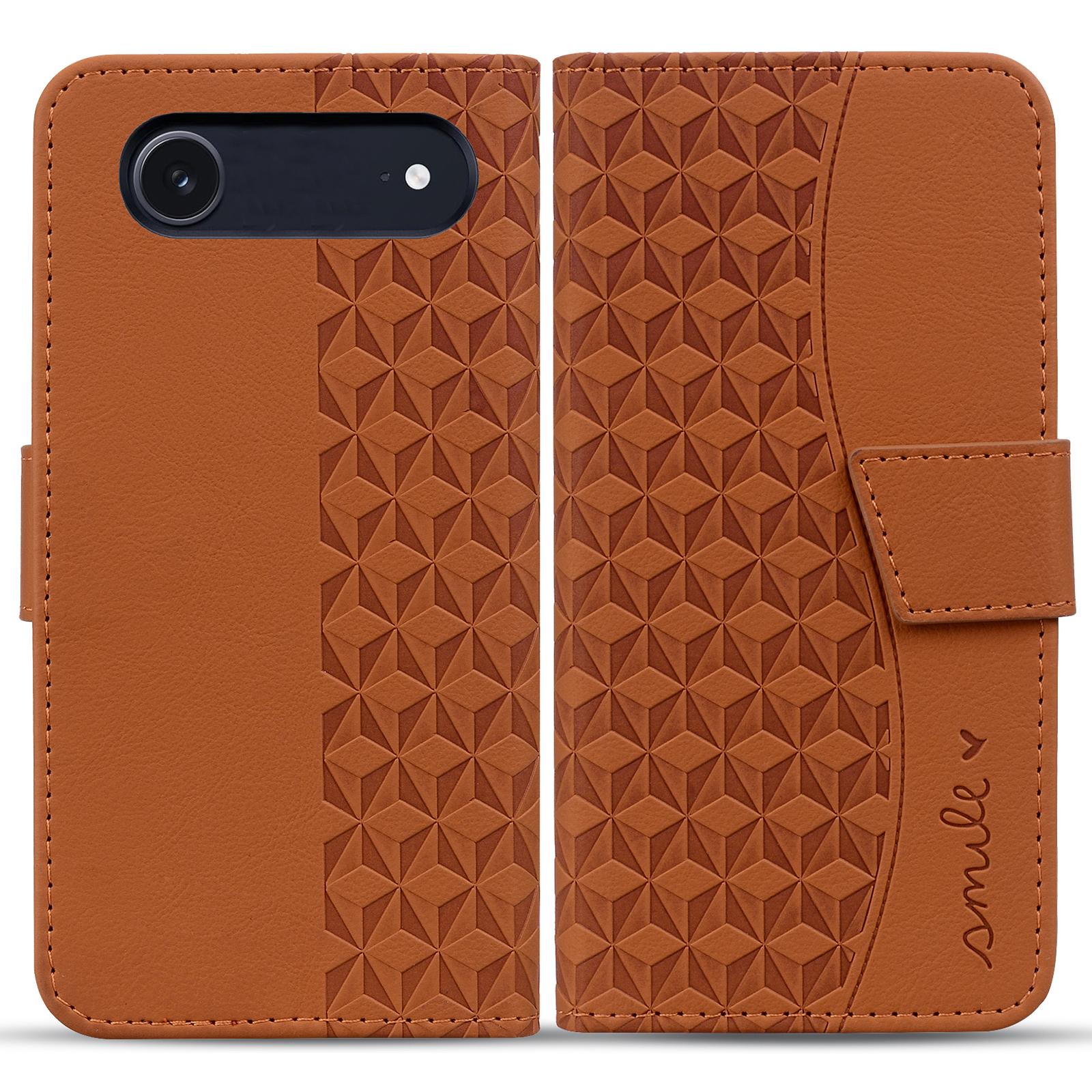 

For iPhone Air Case Rhombus Pattern Leather Wallet Phone Cover with Wrist Strap D