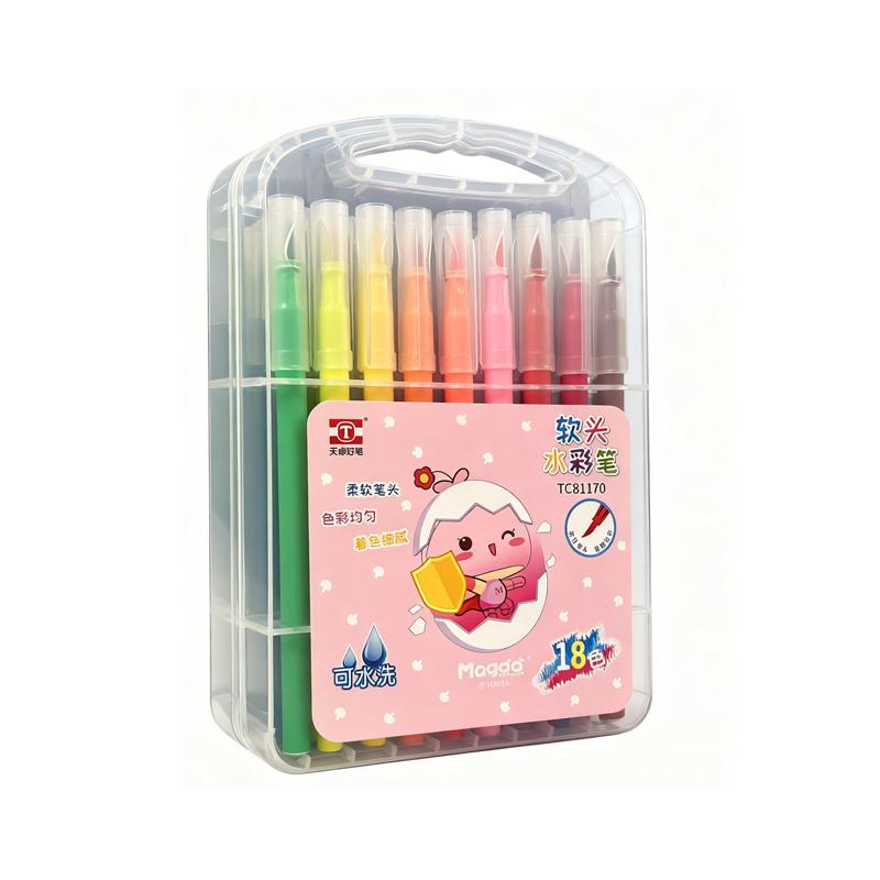 Watercolor Pens 18 Colors Washable Watercolor Pens Stationery Soft Tipped Watercolor Pen Art Painting Marker Pen School Supplies