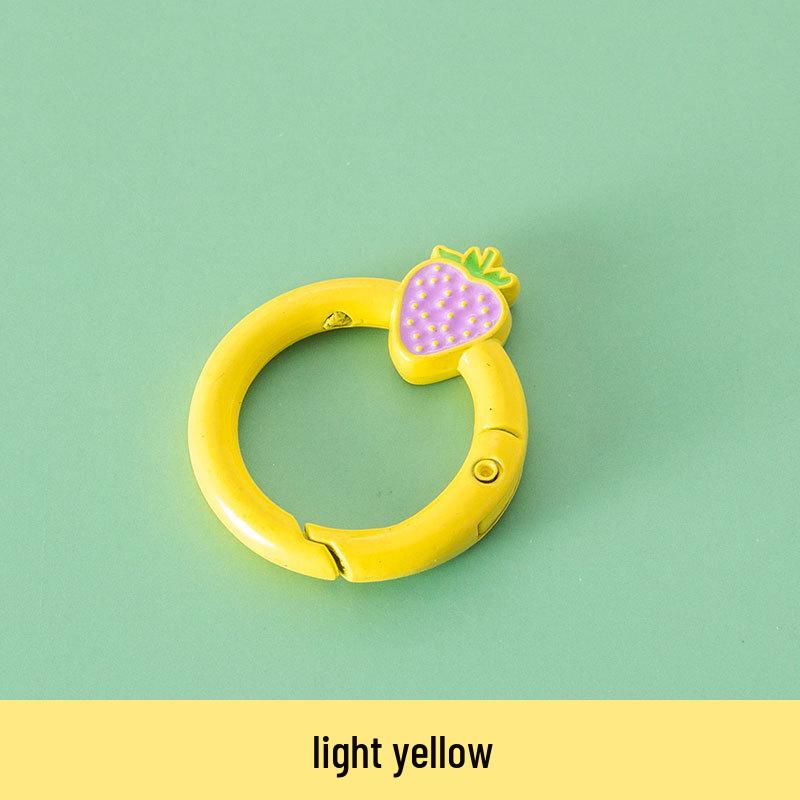 Baked Paint Strawberry Spring Ring Keychain Jewelry Hardware Accessory