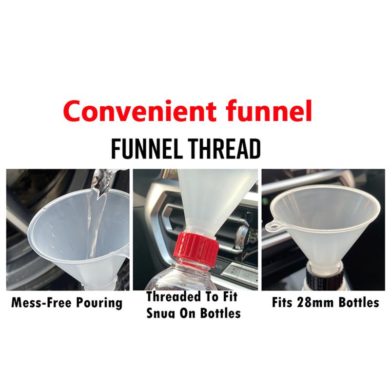 28Mm Fill Threaded Funnel - Twist On Empty Spray Bottle Refill Liquid Oils Powders For Home Car Detailing