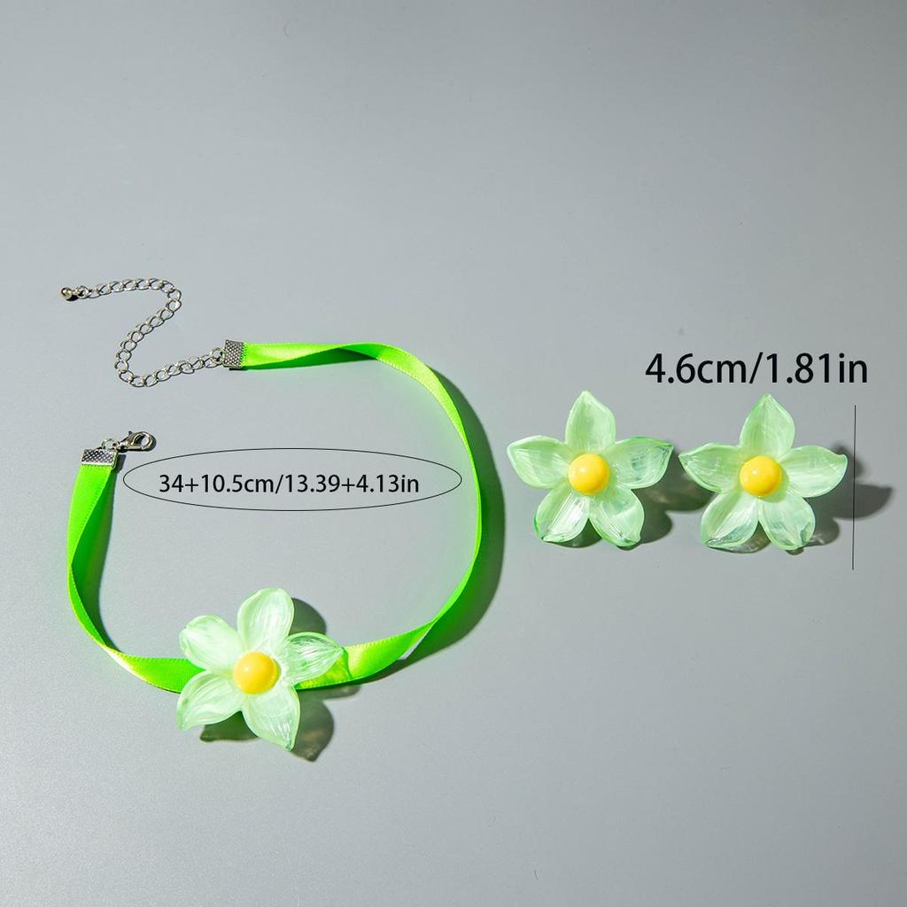 New Early Spring Flower Earnail Women's Fashion Necklace Set, Versatile and Niche Charm Jewelry Set