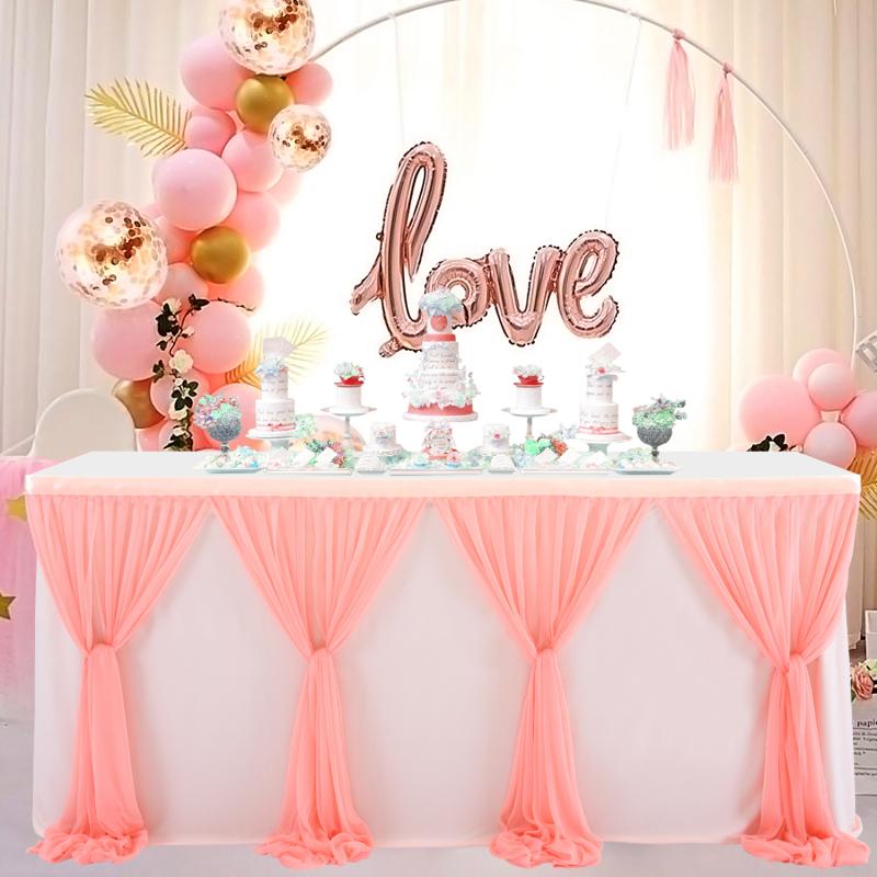 Stretch Yarn Cross-striped Table  Skirt Rectangular Table Round Table Skirt Wedding Party Decoration