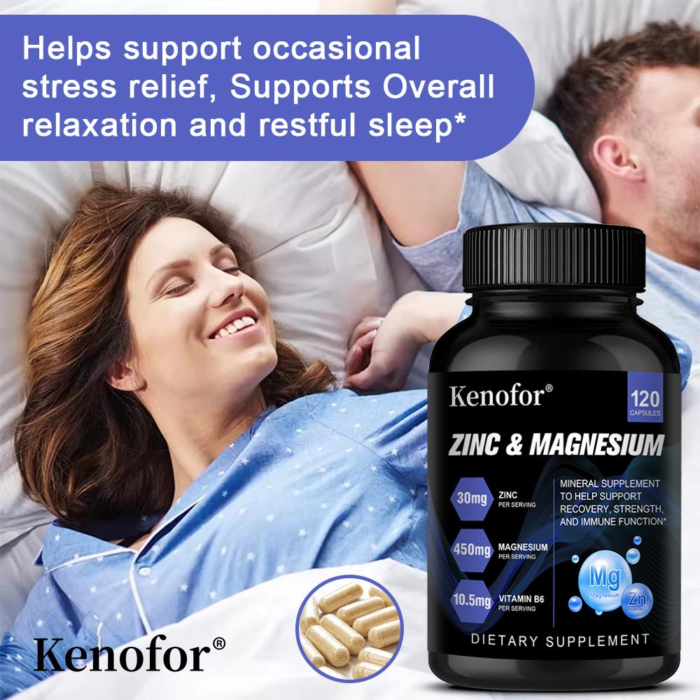 Zink Magnesium & Vitamin B6 Kapseln, Mineralisches Nahrungsergänzungsmittel mit Schwarzer Pfeffer Extrakt, 120 Kapseln