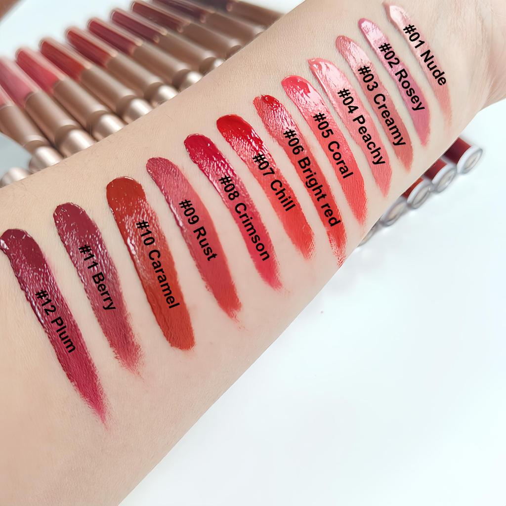Sexy and Long-lasting Matte Liquid Lipstick Long Lasting Non Transfer Nude & Dark Shades 12 Colors Waterproof Lip Gloss Women's Beauty