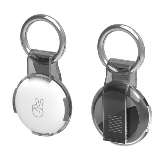 2 Peças Capa Protetora Transparente para Suporte AirTag Capa Rastreador com Clipe de Cinto Chaveiro Portátil