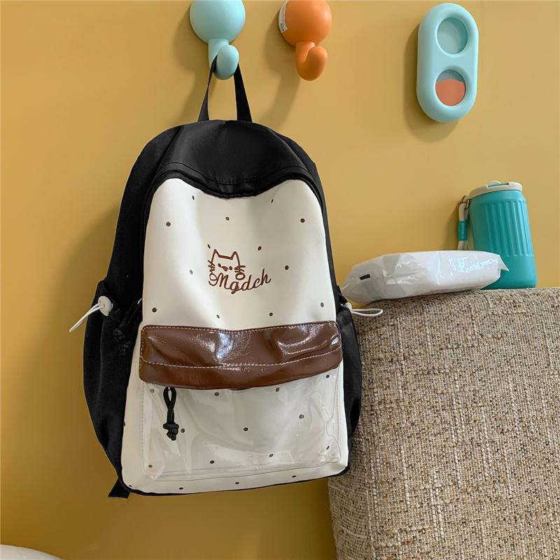 Cartoon Backpack Contrast Backpack Student Schoolbag чёрный