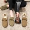 Women's Bowknot Large Size Soft Sole Autumn and Winter Warm Fur One Snow Boots Fluffy Lined Non-slip Hiking Casual Sports Cotton Shoes Fur Shoes