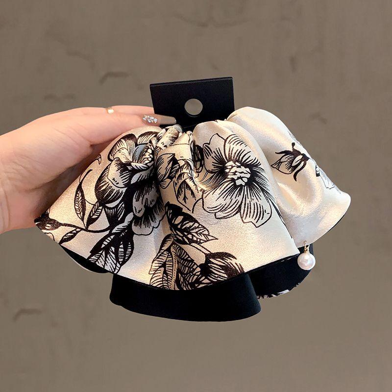 New French Vintage Skirt Tailor Hair Clip Luxury Printed Updo Shark Clamp Stylish Hair Accessory for Women