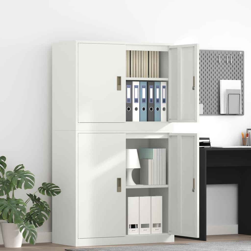 Storage Cabinet 2 pcs White 90 x 40 x 160 cm Steel