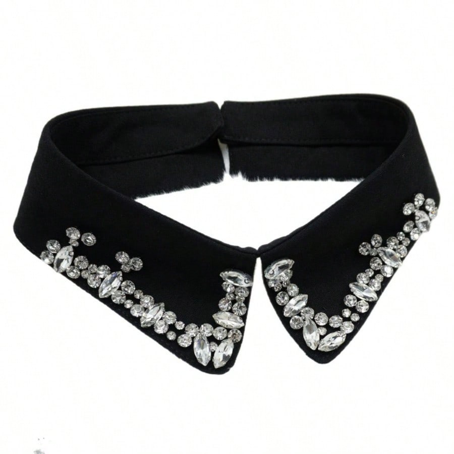 Abnehmbarer Strass-Farbkragen, exquisiter äußerer Zierkragen für Damen, Hemdkragen
