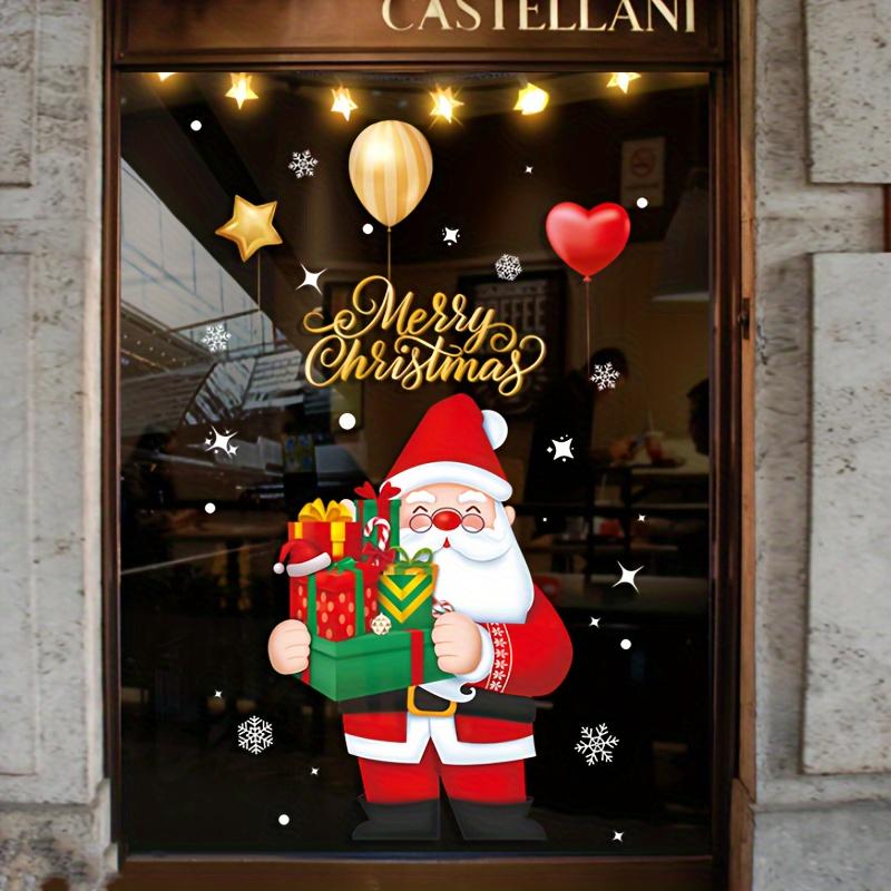 Cartoon Weihnachtsmann Fensteraufkleber Weihnachten Geschenk Schneeflocke Ballon Elektrostatische Aufkleber Frohe Weihnachten Deko Noel Frohes Neues Jahr