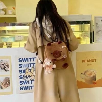 Neu Plüsch Capybara Puppe Rucksack Einfachheit Frauen Schulter Tasche Tier Muster Tasche Cartoon Campus Schulter Tasche Frauen
