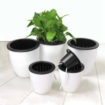 Automatic Self-Watering Round Plastic Plant Flower Pot Garden Decors Home Office