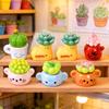 Miniature Cactus Figurine Cute Tiny Potted Cactus for Home Office Desk Tabletop Decor Simulation Greenery Plants for Fairy Garden Micro