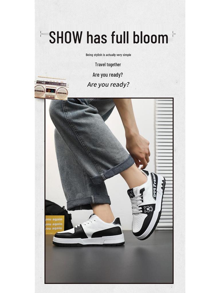 Men's Summer Breathable White Trendy Korean-Style Thick-Soled Casual Sports Shoes