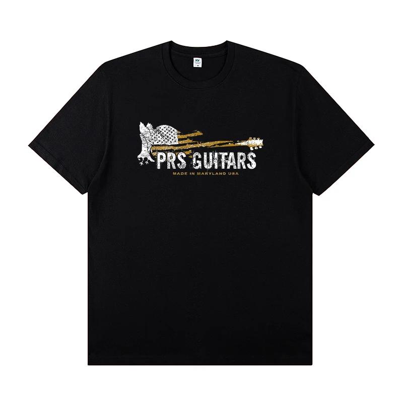 PRS Electric Guitar Peripheral Pattern Round Neck Rock T-shirt Short Sleeve Band Lead Singer Guitarist Practice T-shirt Tops