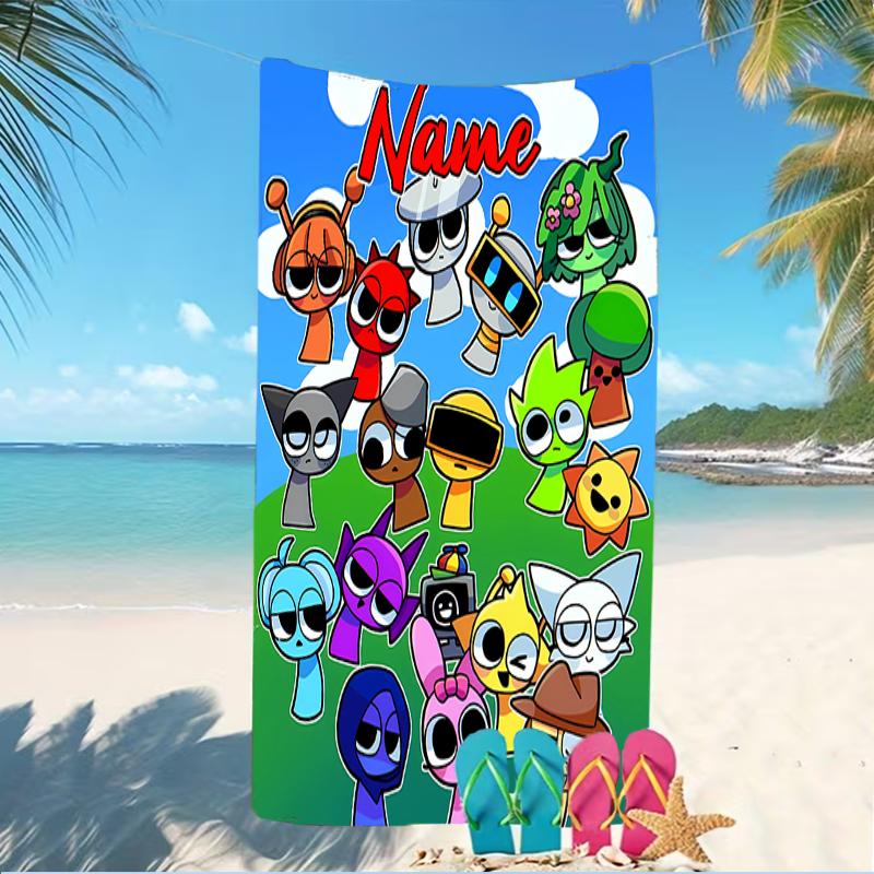 Customizable personalized beach towels Game Sprunki themed designs.Suitable for the beach, yoga, sports;ideal as beach accessories