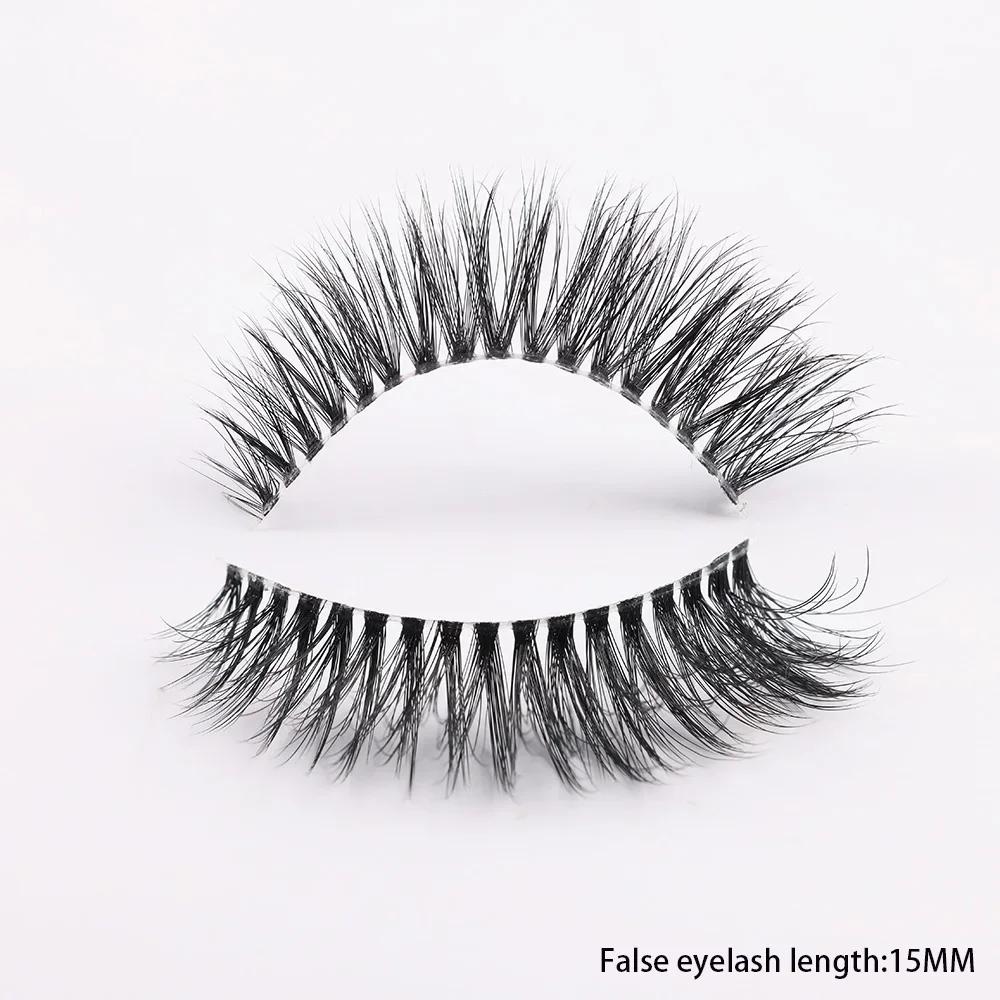 Clear Band Eyelashes Natural Fluffy 3D Mink Lashes D Curl Volume Wispy False Eyelashes With Clear Band Soft Reusable Lashes