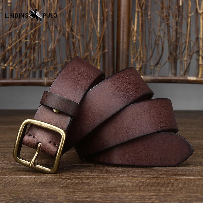 Korean Style Personality Fashion Genuine Leather Pin Buckle Pure Copper Men's Belt Men's Pure Cowhide Versatile Retro Belt