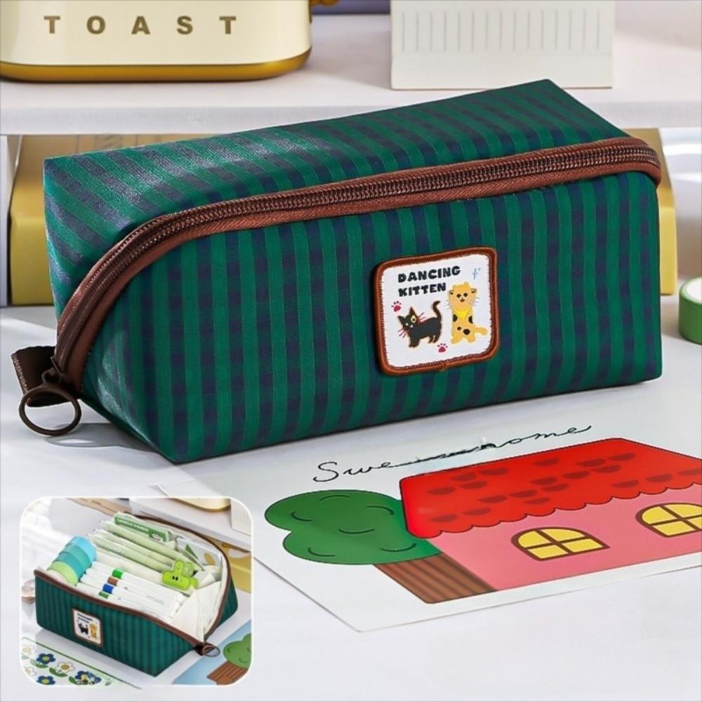 Korean Style Grid Stationery Bag Desktop Storage Dopamine Pencil Pouch Prism Pencil Case  Children
