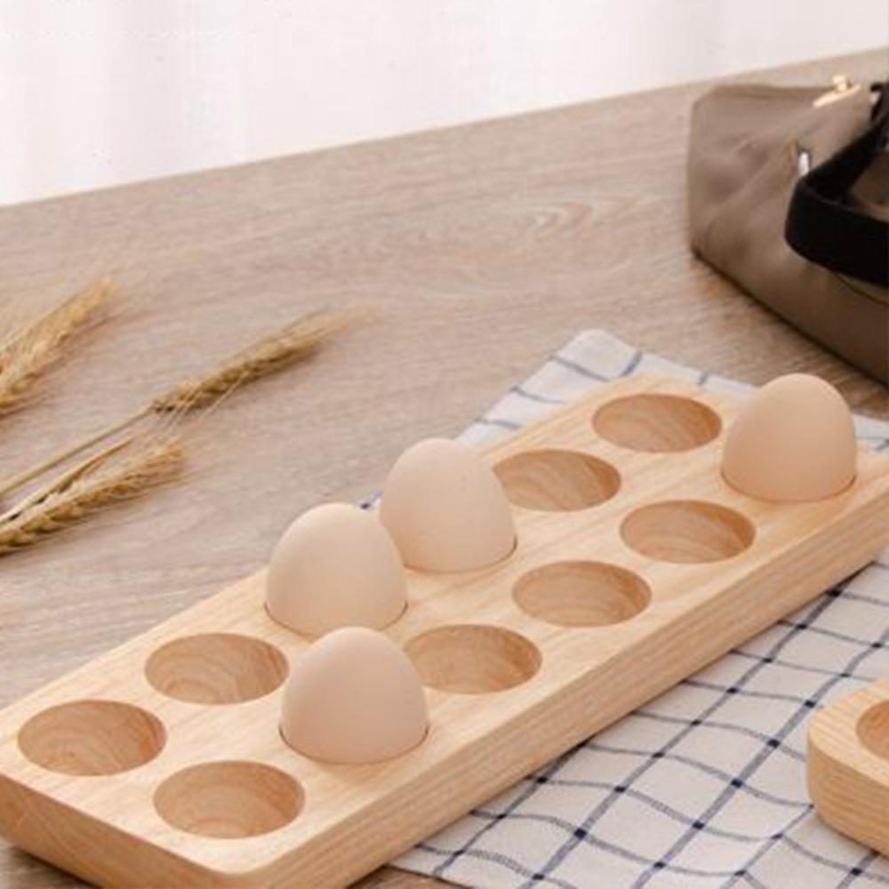 Multi-Compartment Wooden Egg Holder Japanese-style Egg Storage Rack Egg Tray  Tabletop