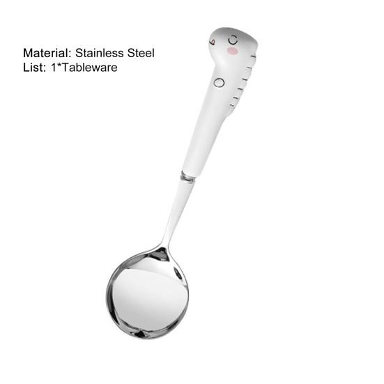 Scratch Resistant Anti-rust Toddler Utensil Stainless Steel Cartoon Dinosaur Children Fork Spoon