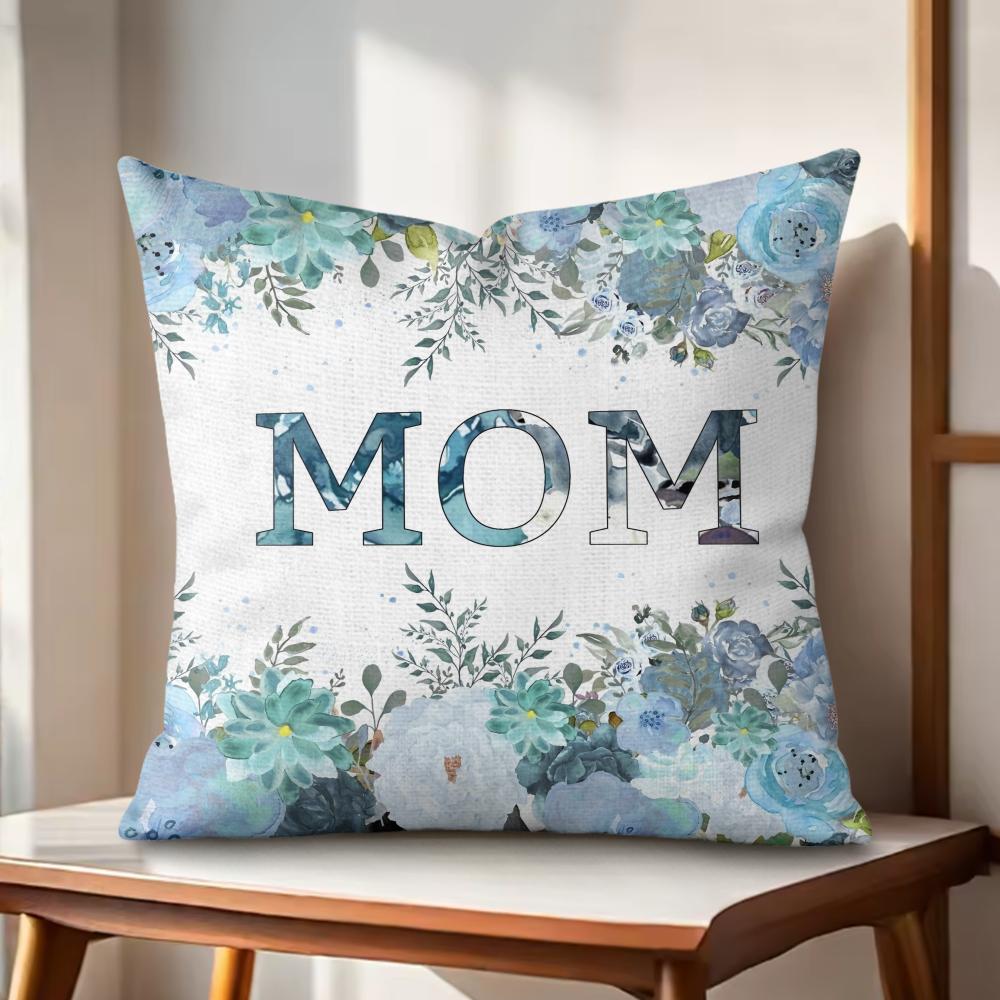 Classic MOM Cushion Cover Natural Linen Organic Fabric Double-Sided Printing Couch Pillow Covers Home Decor