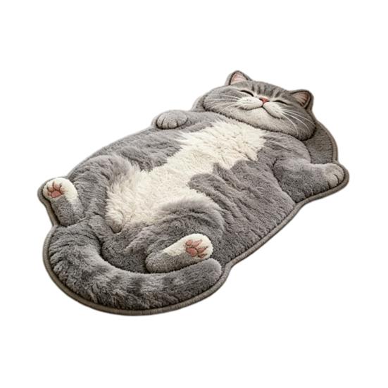 Slip Resistant Door Mat Cute Cat Bathroom Rug, Anti-Slip Absorbent Bath Washable Plush Tile And Wood Floor Kitty for Entrance Kitchen Home Decor