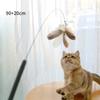 §Spring Teasing Cat Stick Long Pole Cat Teaser Stick Toy Feather Funny Simulation Fishing Rod Bell Squeaky Cat Toy