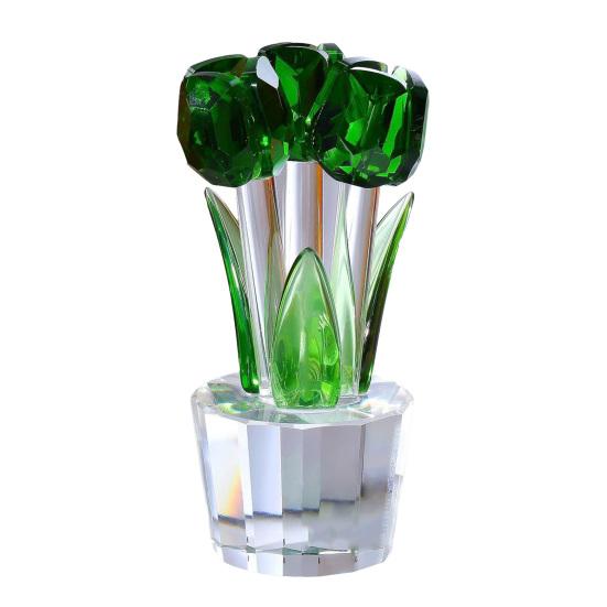 Faux Crystal Tulip Figurine Collectible Clear Tulip Flower Ornament Glass Flower Bouquet Gifts for Valentine's Day Birthday Women Girlfriend Wife