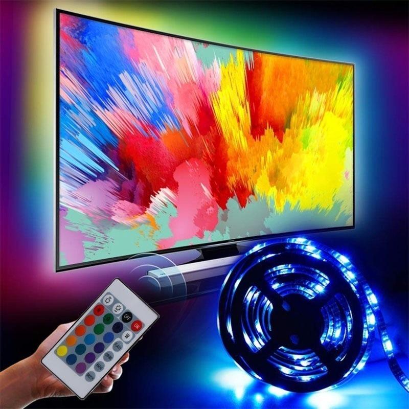 RGB LED Strip Lights, 5V 5050, Mini TV Backlight, Non-Waterproof, 24-Key Remote Control
