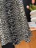 American Retro Satin Leopard Print Fishtail Bodycon Skirt - High Waist, Drawstring Midi