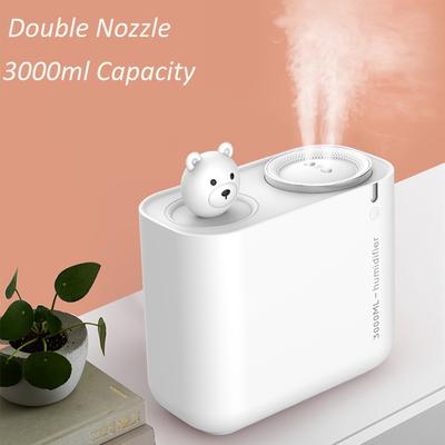 Çift Nozullu Hava Nemlendirici Usb Aromaterapi Difüzörü 3000ml Sevimli Ayı Ultrasonik Sisleyici Nemlendirici Difüzör Ev İçin