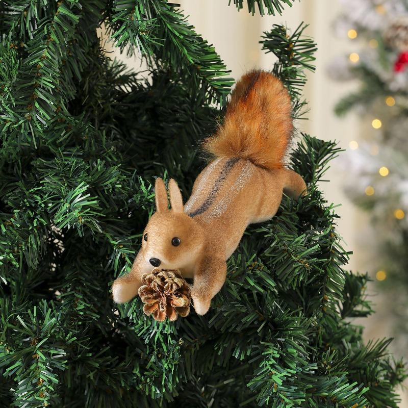 Foam Cartoon Simulation Squirrel Pendants, Christmas Tree Decorations, Scene Arrangement Ornaments, Props