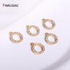 8mm 14k Gold Plated Copper Metal Inlay Zircon Round Small Pendant DIY Earrings Necklaces Fittings Jewelry Making Supplies