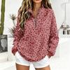 Women's Leopard Print Quarter-Zip Pullover Sweatshirt