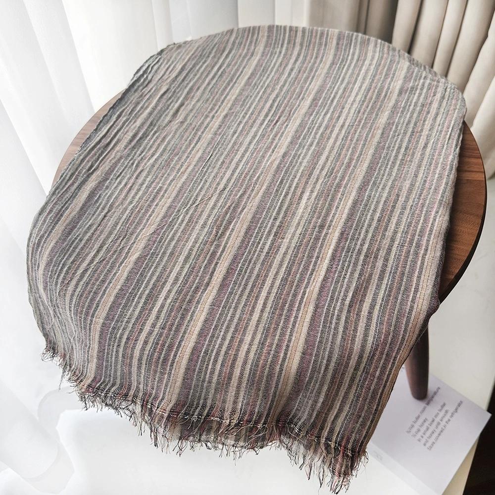 New Arrival Literary Striped Men'S Scarf Autumn Winter Cotton Blended Scarf Long Vintage Scarf
