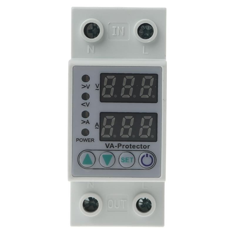 Doppel-LED-Anzeige Einphasig Einstellbare Spannung Stromschutzgerät SpannungsSchutzgerät TRMS 63A Kompakte Größe