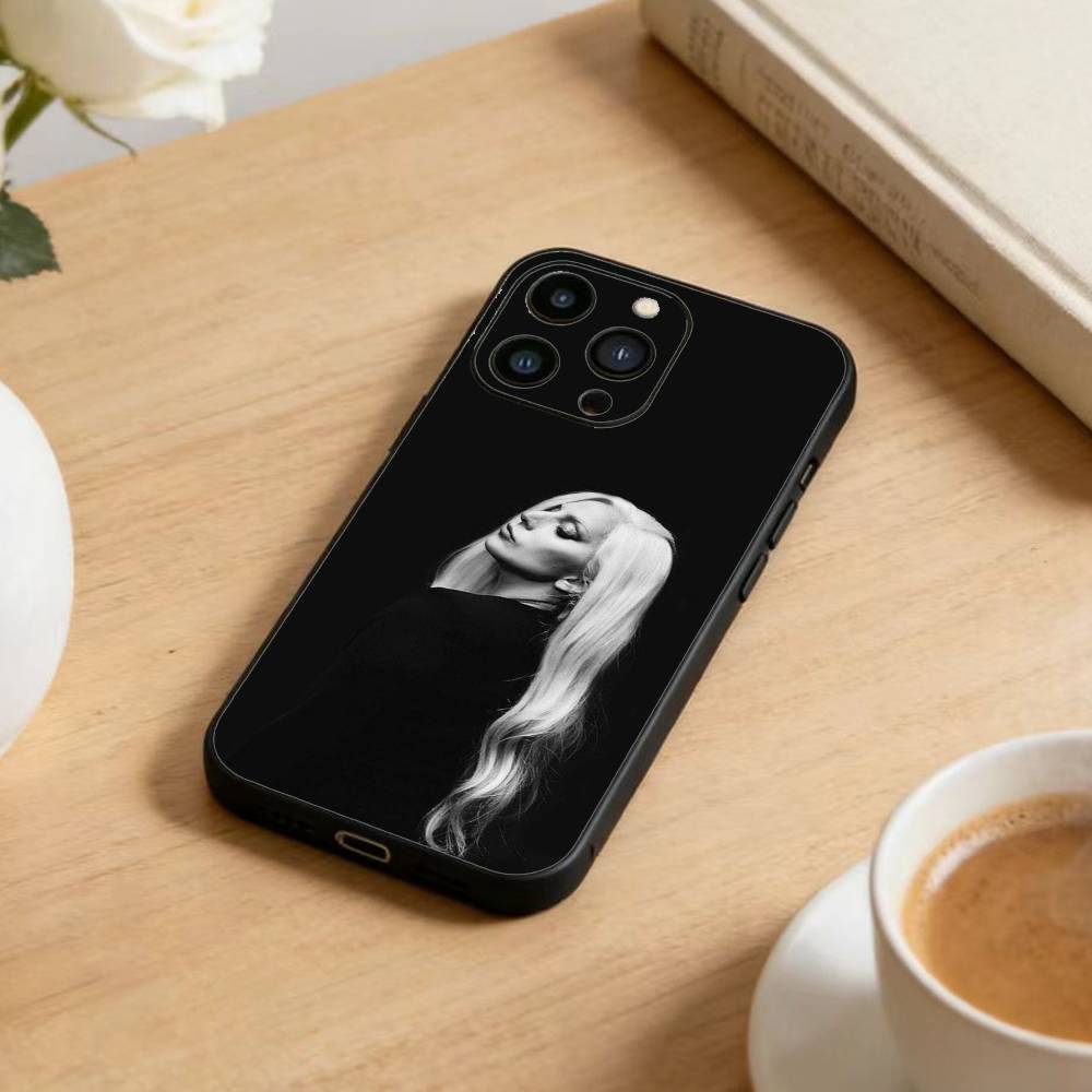 B-Lady Gaga Phone Case For iPhone17,16,15,14,13,12 Plus,Max Soft Silicone Black Cover