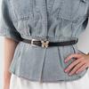 Imitation Leather Women Belt Butterflies Buckle Adjustable Length Waist Band Dress Shirt Tops Versatile Belt