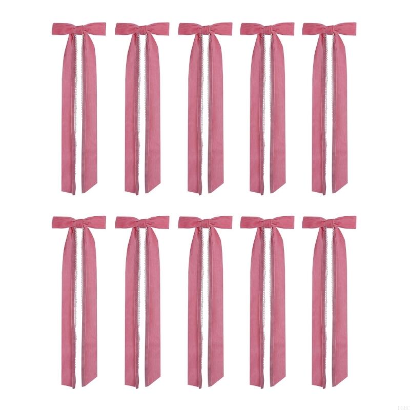 10Pcs Pearls Tassels Velvety Bowknot Christmas Tree Ornament For Wreath Wedding розовый
