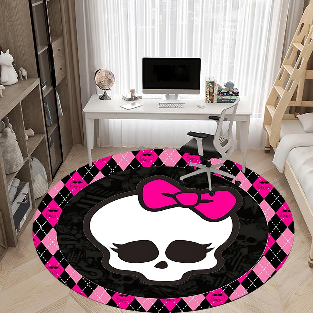 

1pc Monster High Skull Chair Carpet for Office Non Slip, Machine Washable Rug for Office, Room Holiday Decor for Christmas, Birthday Polyester 150cm