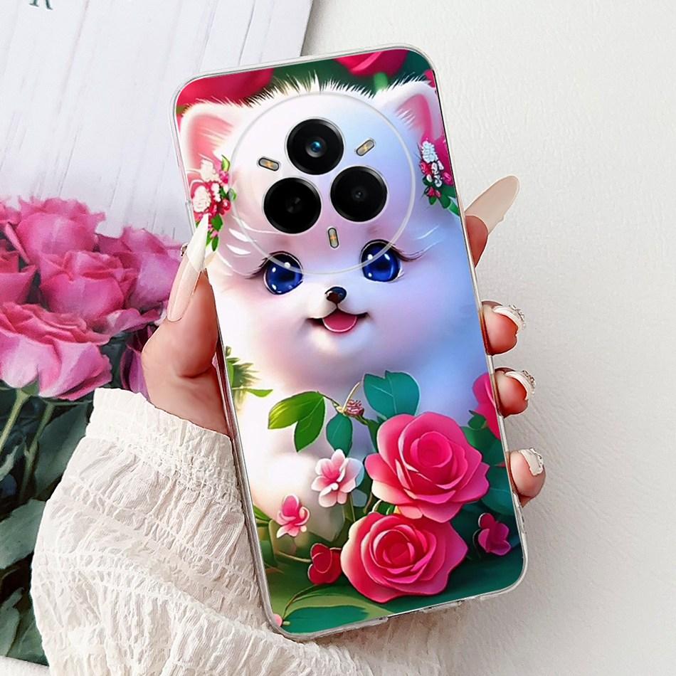 For Realme 14 Pro 14Pro+ Elegant Floral Cat Printed Phone Case For Realme 14 Pro Plus 14Pro 5G Soft Silicone TPU Cases